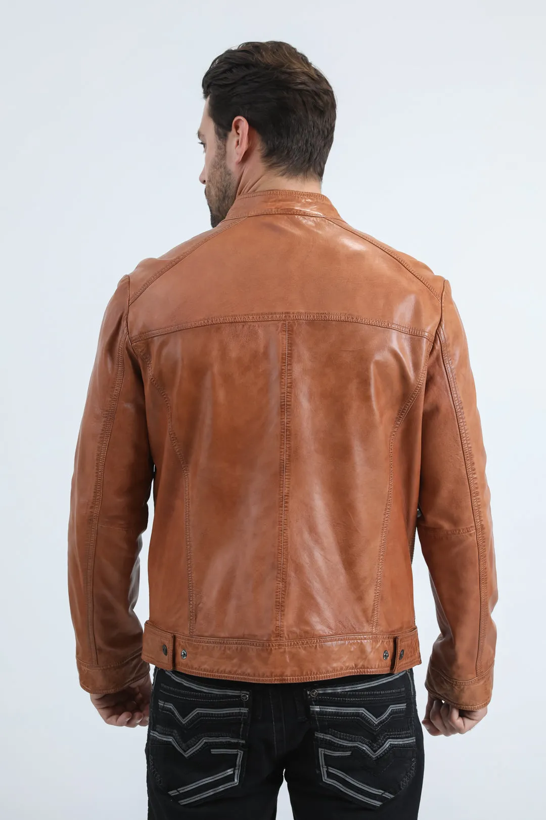 Mens Platini Western Leather Jacket - Vintage Cowboy Style in Color Degas sold by Alberto Nardoni product image thumbnail 4