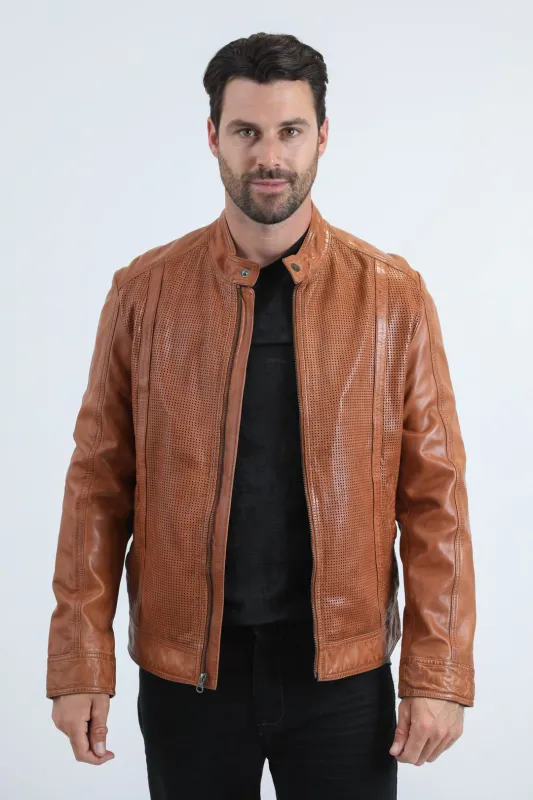 Mens Platini Western Leather Jacket - Vintage Cowboy Style in Color Degas made by Alberto Nardoni