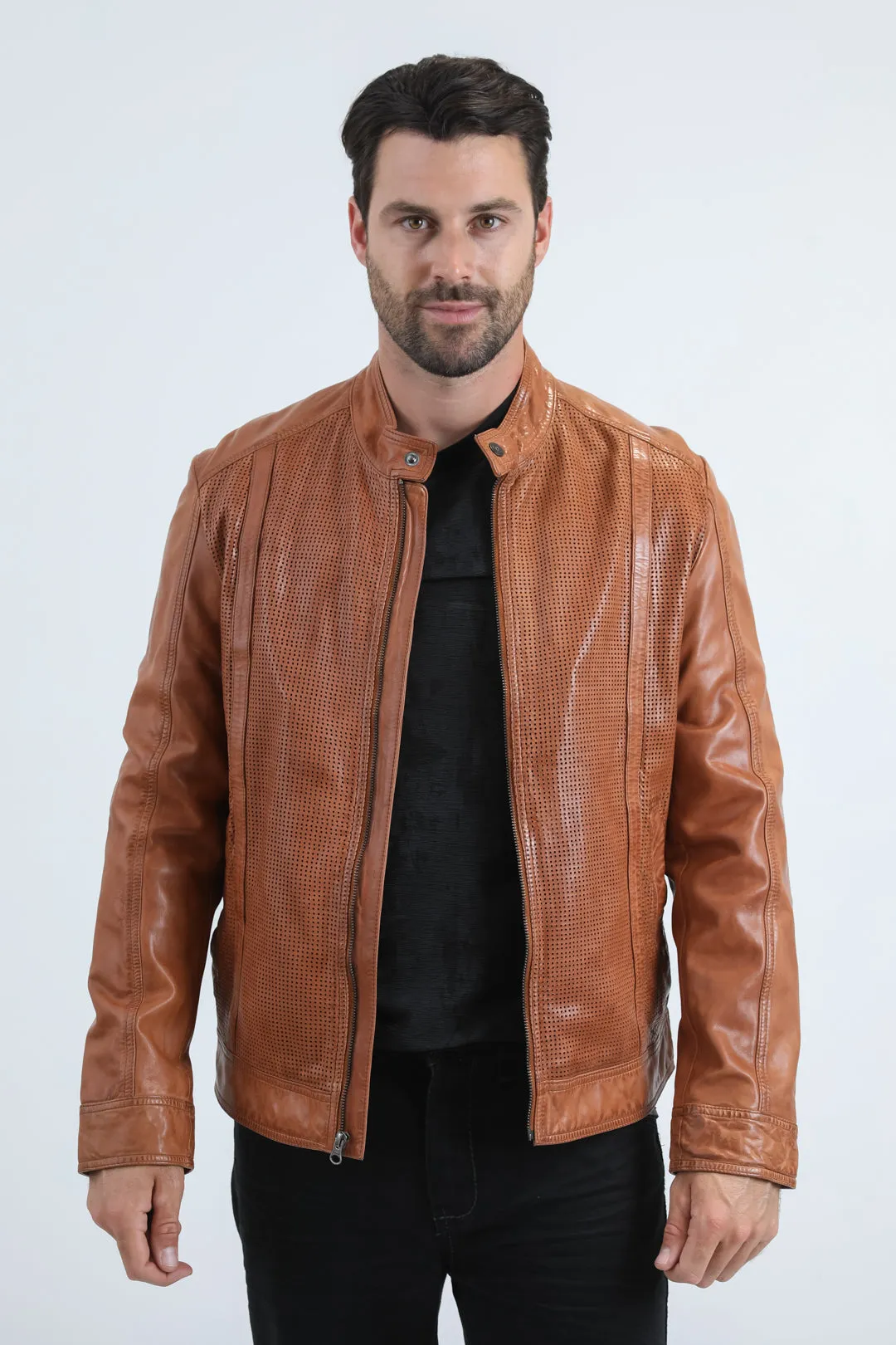 Mens Platini Western Leather Jacket - Vintage Cowboy Style in Color Degas sold by Alberto Nardoni