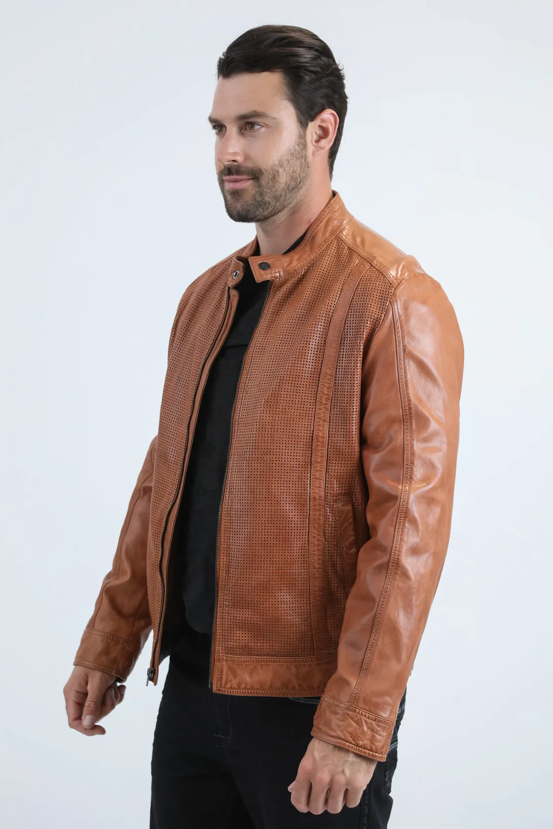 Mens Platini Western Leather Jacket - Vintage Cowboy Style in Color Degas sold by Alberto Nardoni product image thumbnail 2