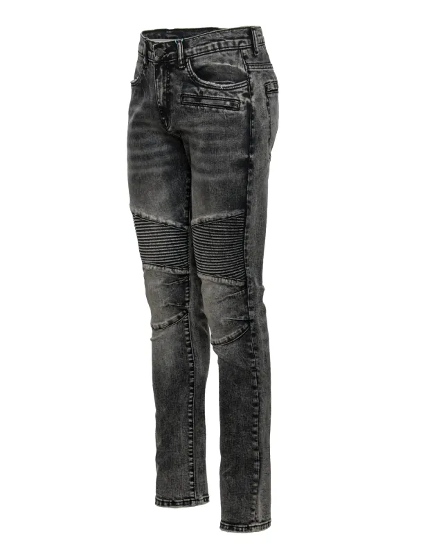 Moto Jean in distressed Black made by Alberto Nardoni