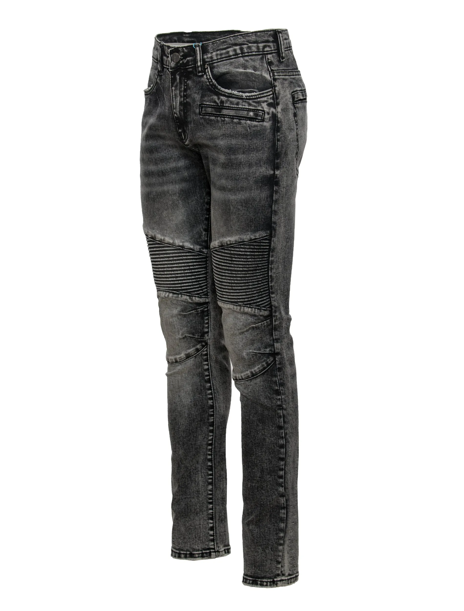 Moto Jean in distressed Black sold by Alberto Nardoni