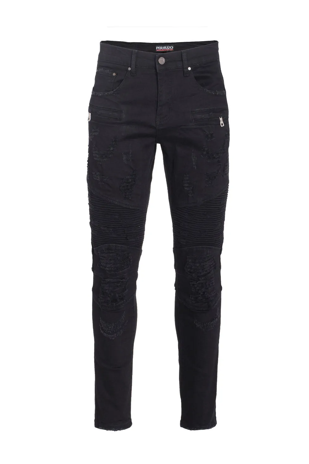 Moto Jeans in Distressed Black sold by Alberto Nardoni