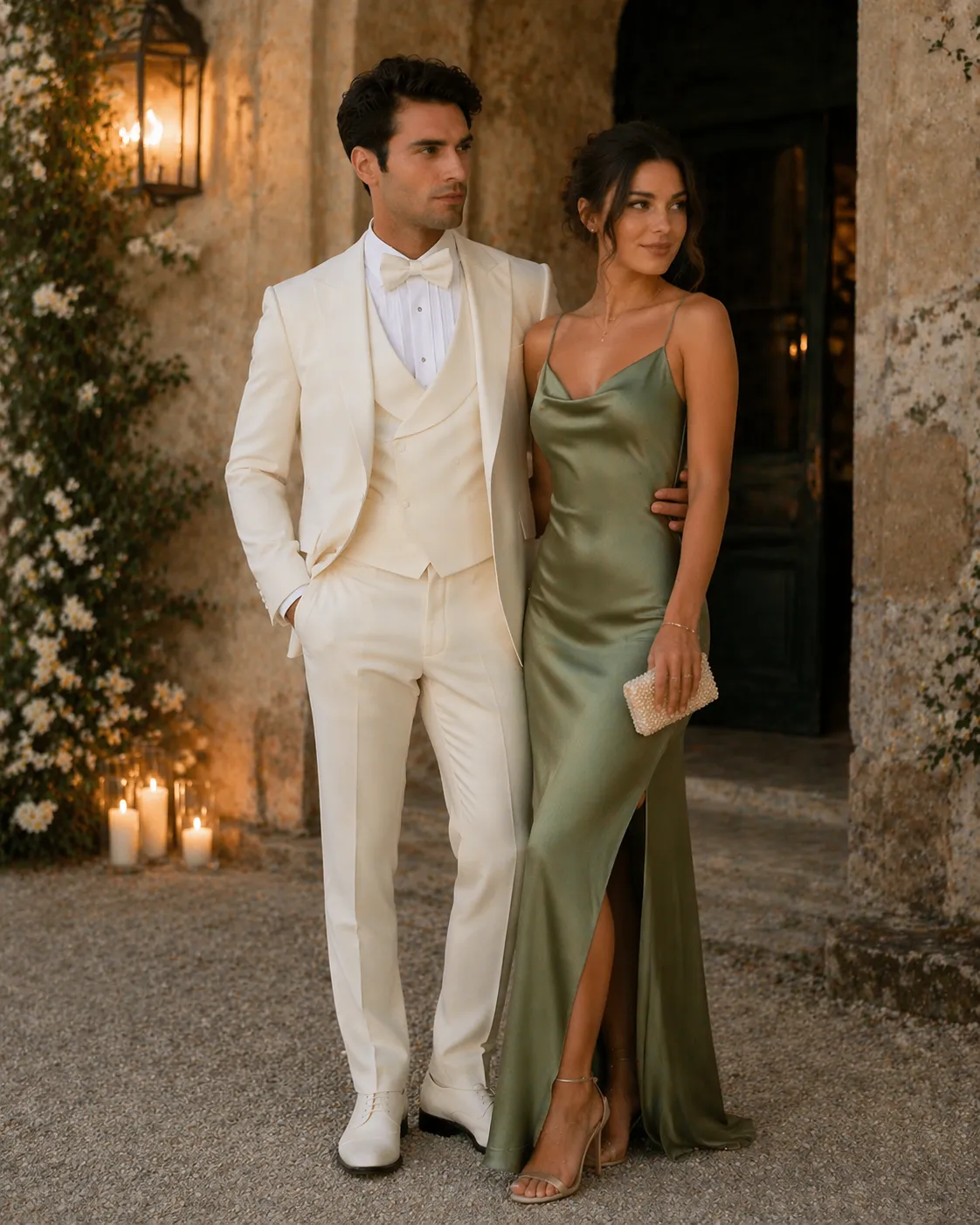 Cream Suit - Ivory Tuxedo - Off White Paisley Suit - Floral Tuxedo - Wedding Tuxedo sold by Alberto Nardoni product image thumbnail 3