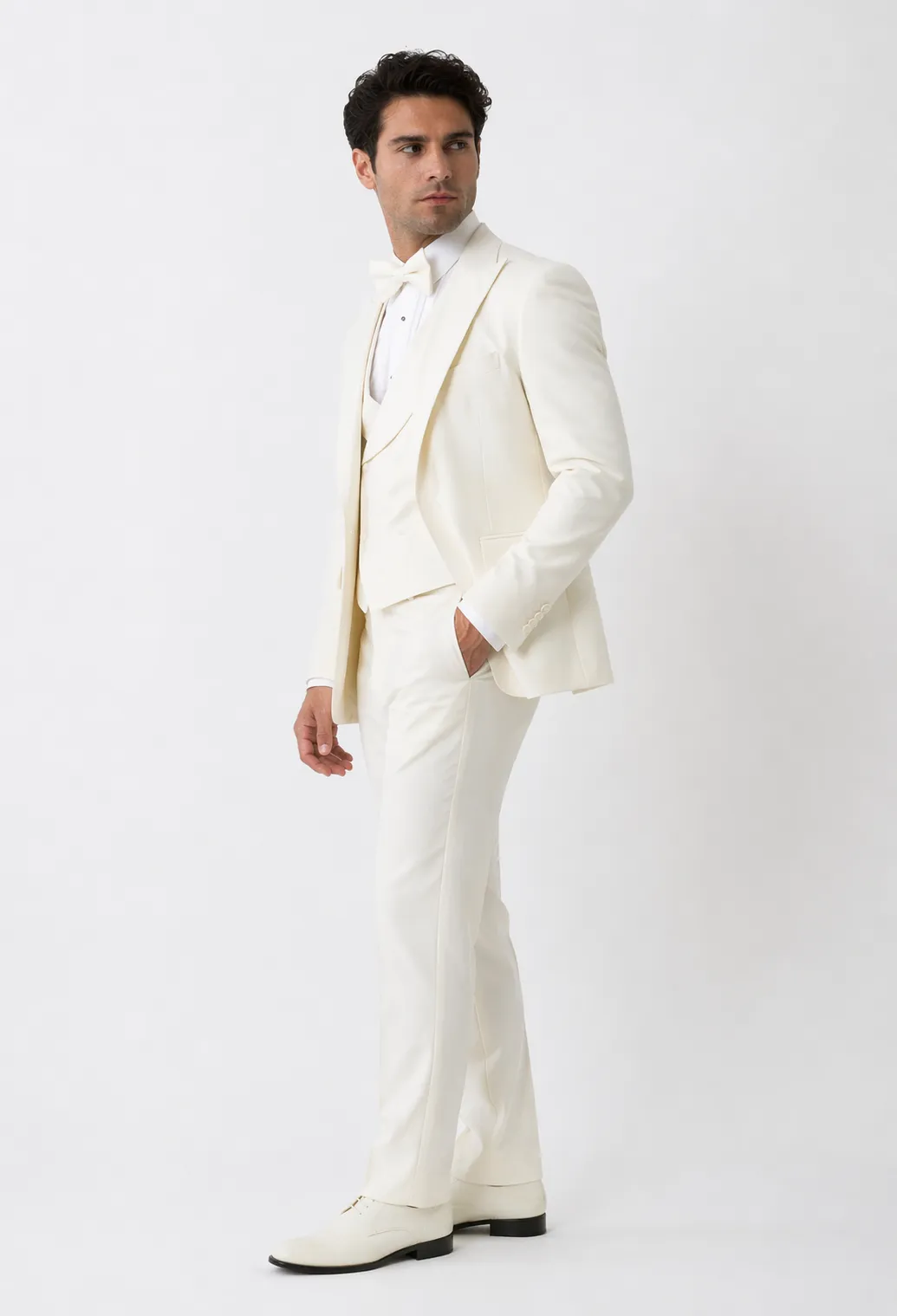 Cream Suit - Ivory Tuxedo - Off White Paisley Suit - Floral Tuxedo - Wedding Tuxedo sold by Alberto Nardoni product image thumbnail 2