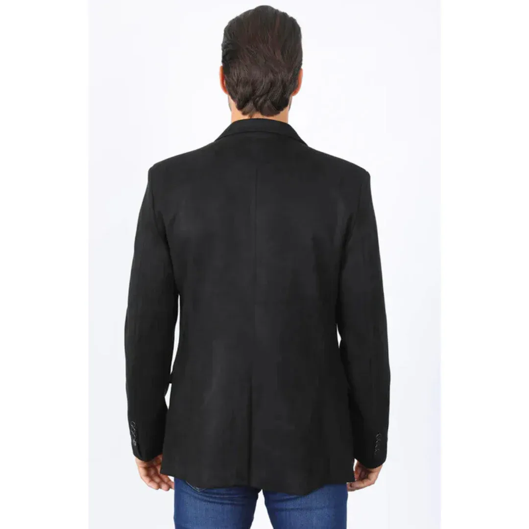 Mens Double Button Faux Suede Black Blazer sold by Alberto Nardoni product image thumbnail 3