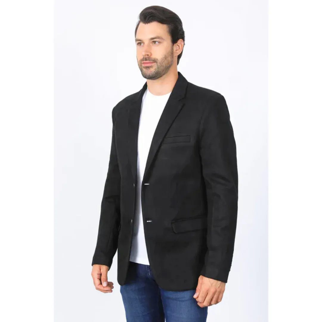 Mens Double Button Faux Suede Black Blazer sold by Alberto Nardoni product image thumbnail 5