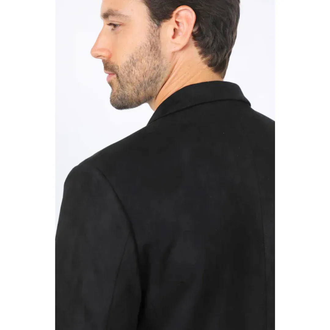Mens Double Button Faux Suede Black Blazer sold by Alberto Nardoni product image thumbnail 4