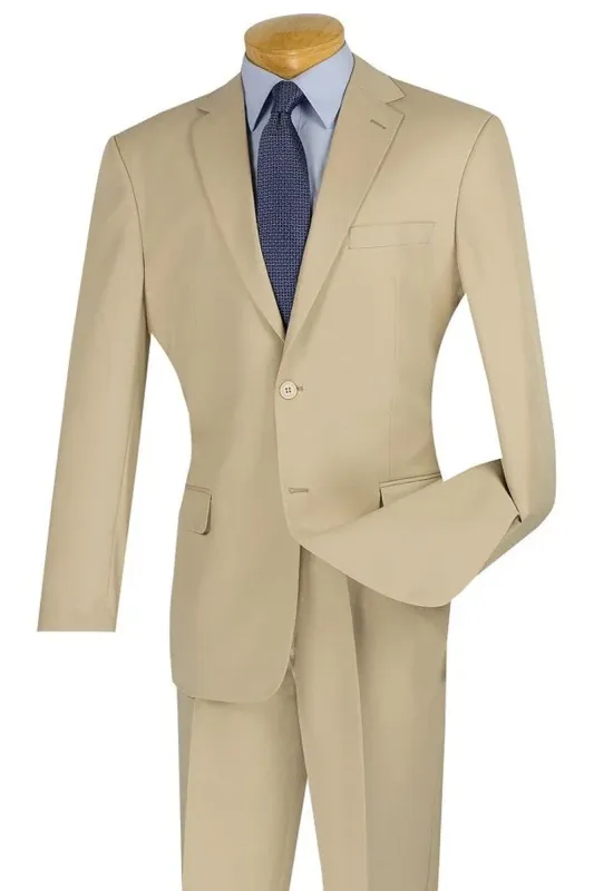 Mens Two Button Modern Fit Wool Feel Suit in Tan made by Alberto Nardoni