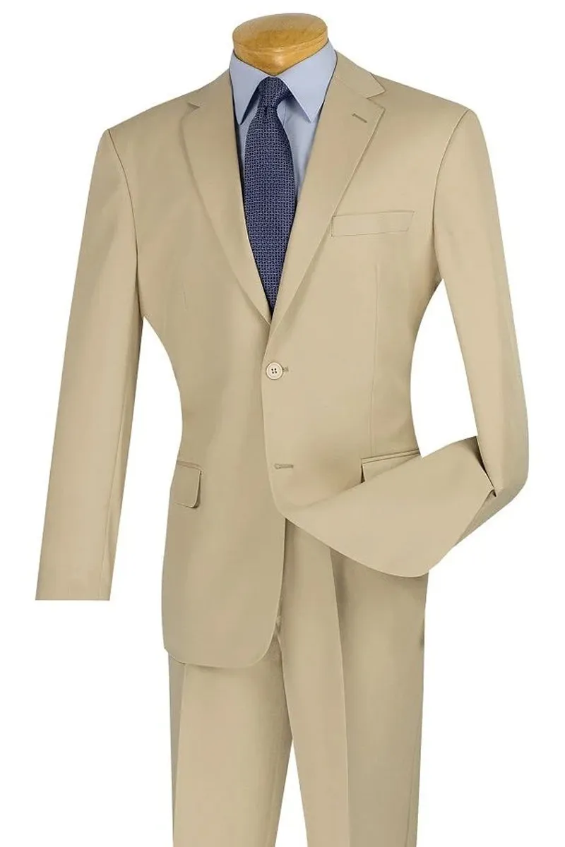 Mens Two Button Modern Fit Wool Feel Suit in Tan sold by Alberto Nardoni