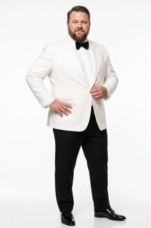 Men’s Pure White Dinner Jacket Blazer – James Bond Style Formal Tuxedo Blazer for Wedding, Black Tie & Evening Wear made by Alberto Nardoni