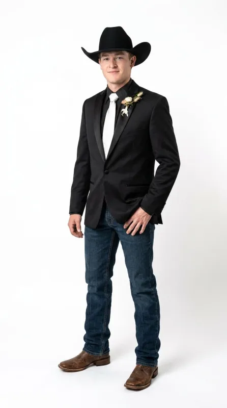Men’s Black Tuxedo Western Blazer – Cowboy Style Formal Sport Coat Jacket for Dinner Jacket made by Alberto Nardoni