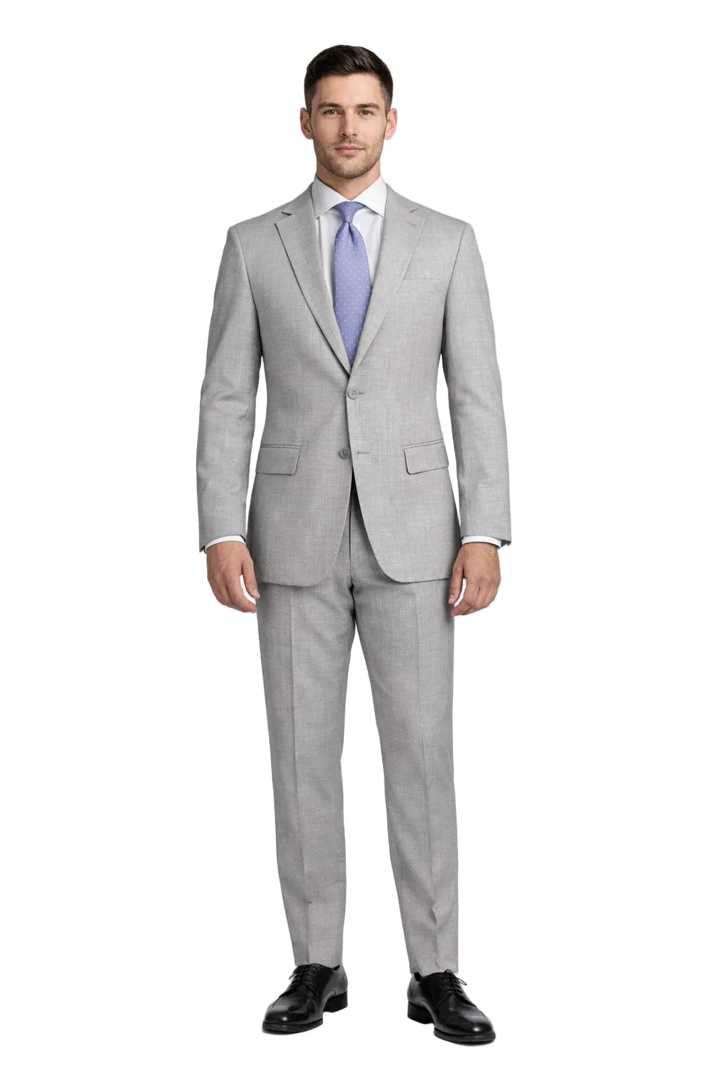 Light Grey Mens Two-Piece Suit – Slim Fit Jacket and Trousers with Tie sold by Alberto Nardoni