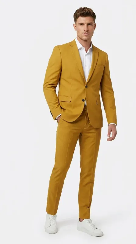 Men’s Gold Mustard Color Suit – Wedding & Prom Formal Suit Outfit, Modern Blazer and Pants made by Alberto Nardoni