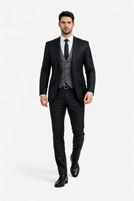 Black Suit Gray Vest made by Alberto Nardoni