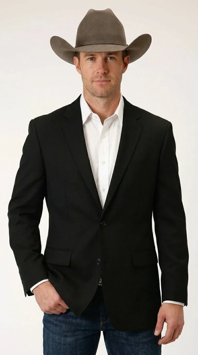 Men’s Black Linen Western Cowboy Blazer – Lightweight Formal Blazer Jacket for Wedding - Country Summer Jacket sold by Alberto Nardoni product image thumbnail 5