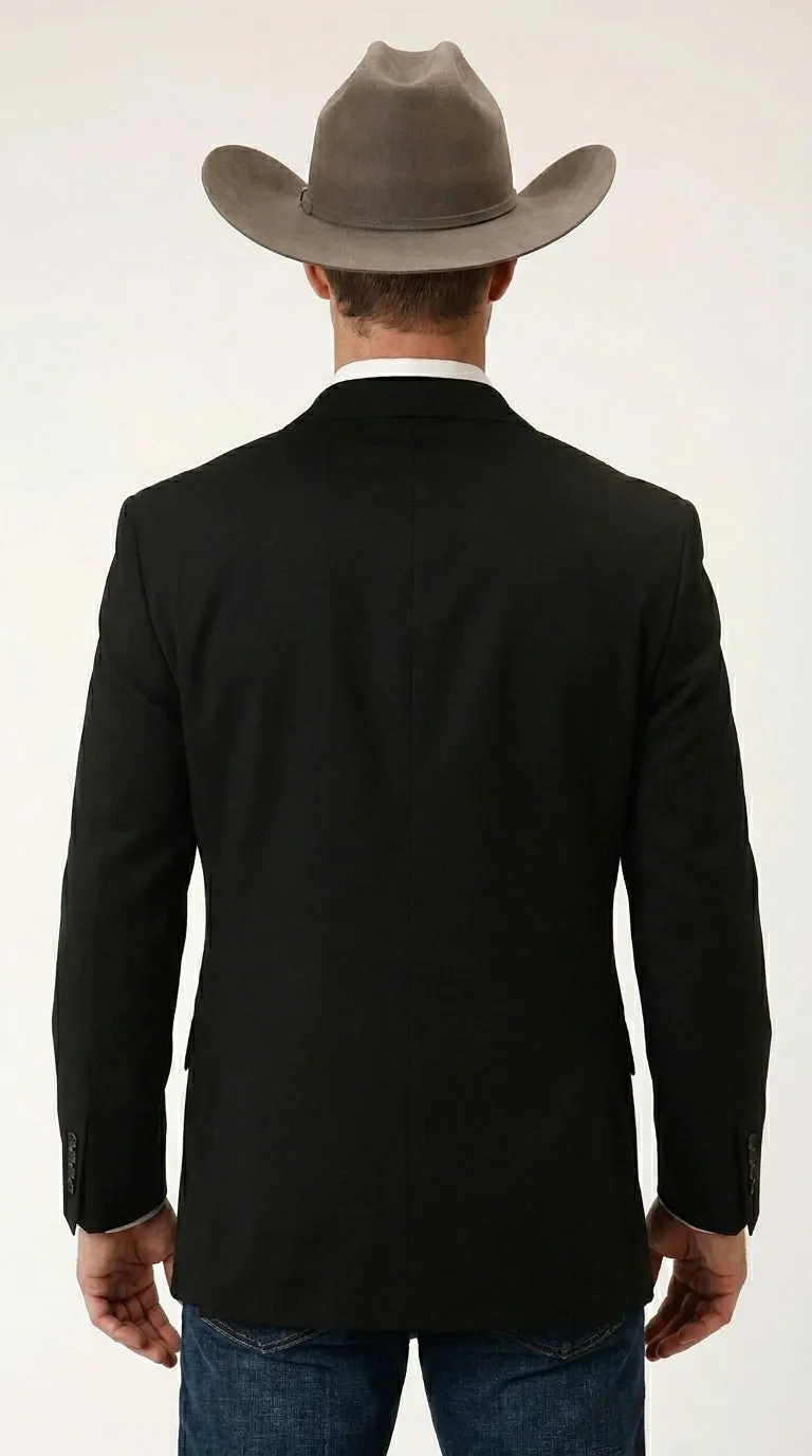 Men’s Black Linen Western Cowboy Blazer – Lightweight Formal Blazer Jacket for Wedding - Country Summer Jacket sold by Alberto Nardoni product image thumbnail 2