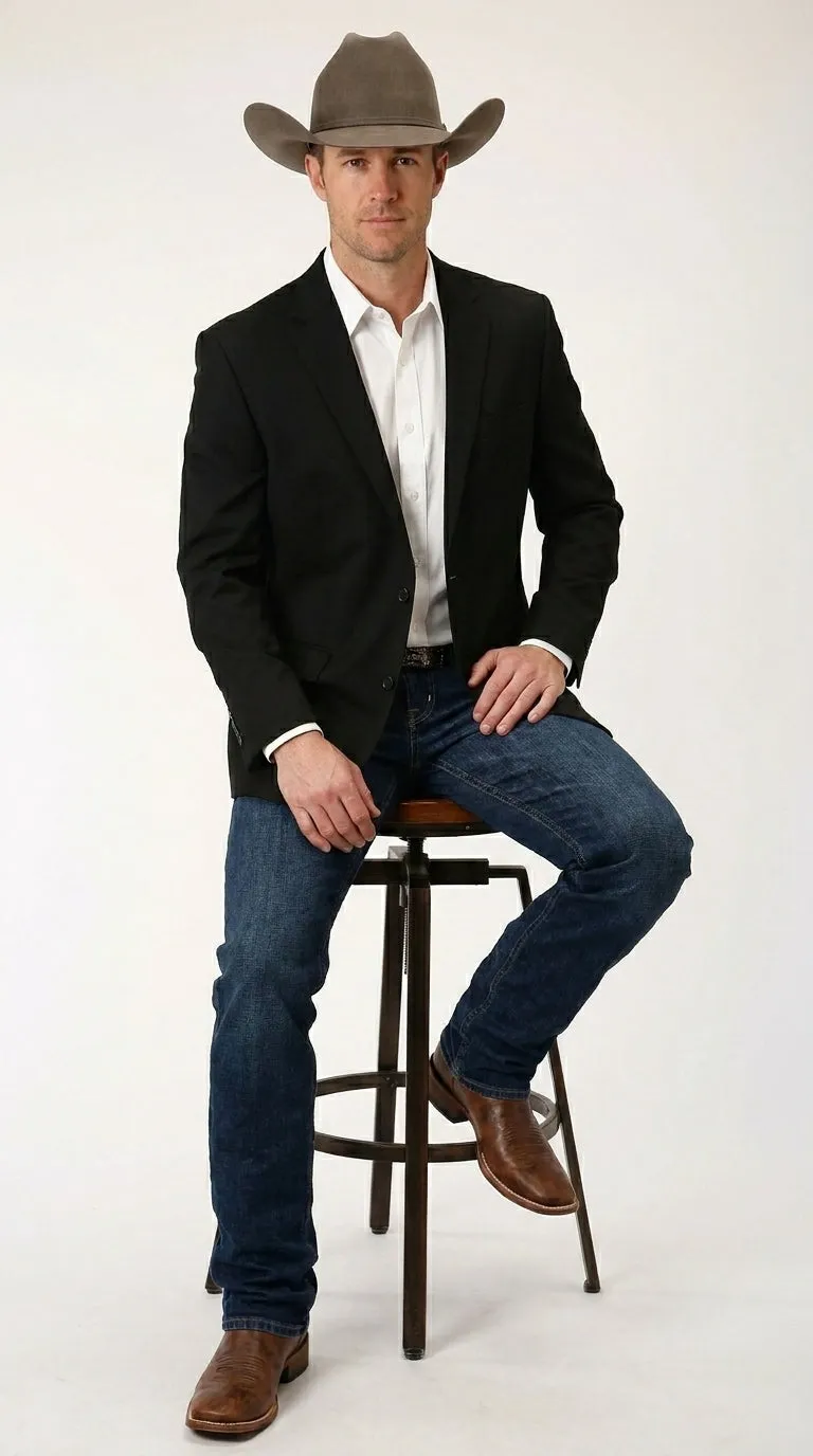 Men’s Black Linen Western Cowboy Blazer – Lightweight Formal Blazer Jacket for Wedding - Country Summer Jacket sold by Alberto Nardoni product image thumbnail 4