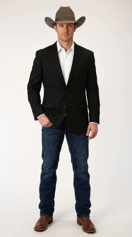 Men’s Black Linen Western Cowboy Blazer – Lightweight Formal Blazer Jacket for Wedding - Country Summer Jacket made by Alberto Nardoni