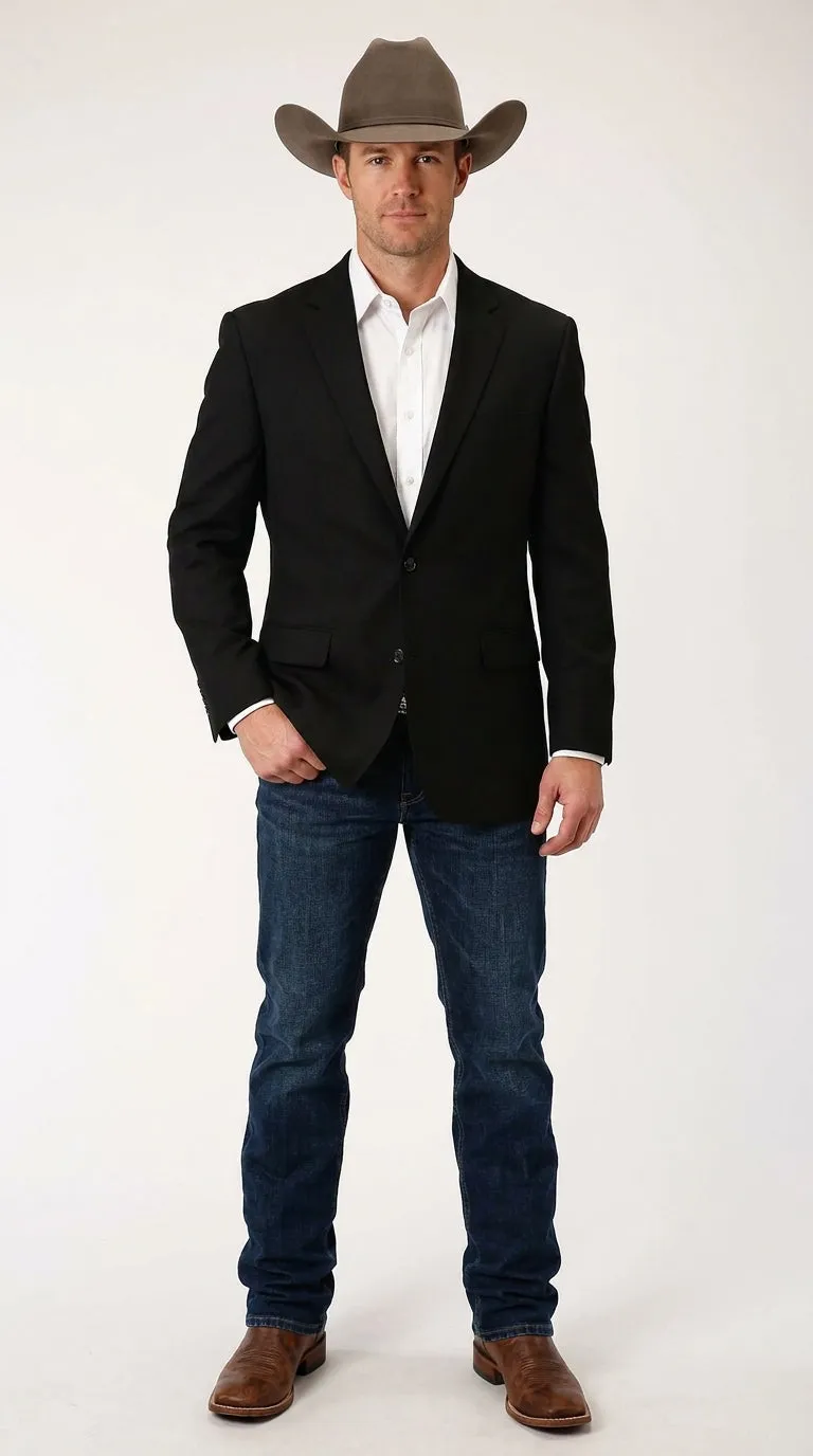 Men’s Black Linen Western Cowboy Blazer – Lightweight Formal Blazer Jacket for Wedding - Country Summer Jacket sold by Alberto Nardoni