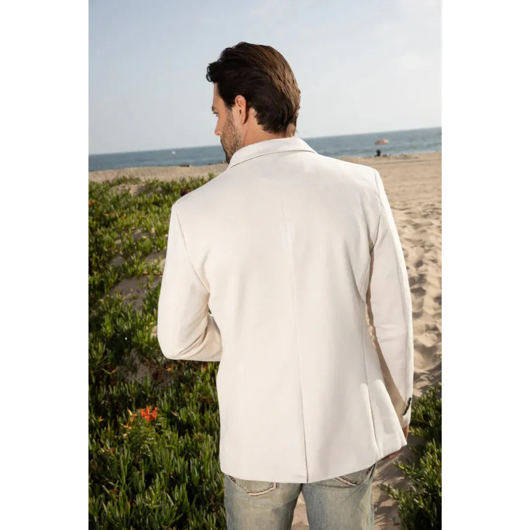Mens Double Button Faux Suede Blazer - Off White sold by Alberto Nardoni product image thumbnail 3
