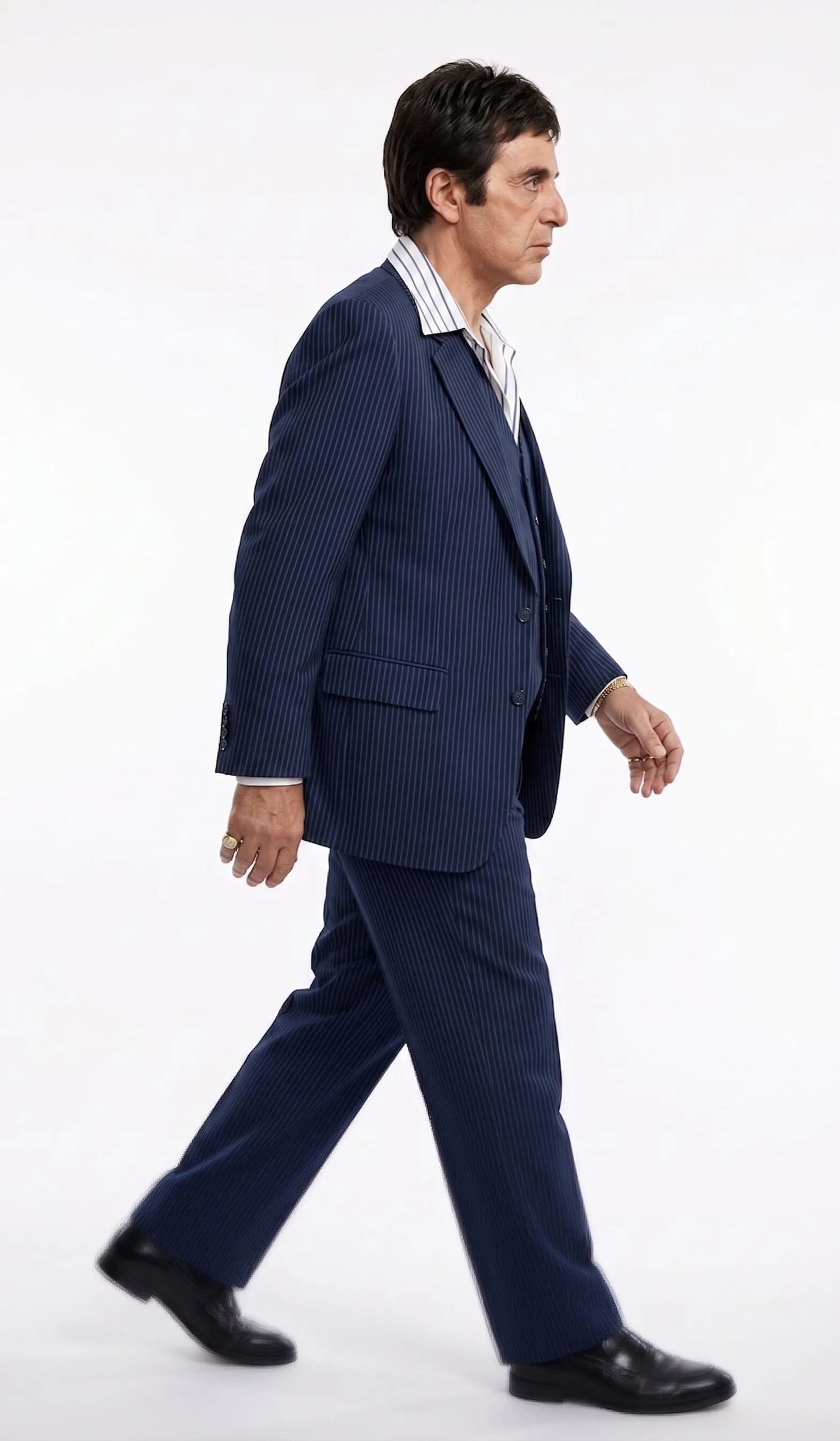 Tony Montana’s Blue Pinstripe 3 Piece Suit – Men’s Vintage Blue Striped Suit for Wedding, Prom and Classic Formal Wear sold by Alberto Nardoni product image thumbnail 4