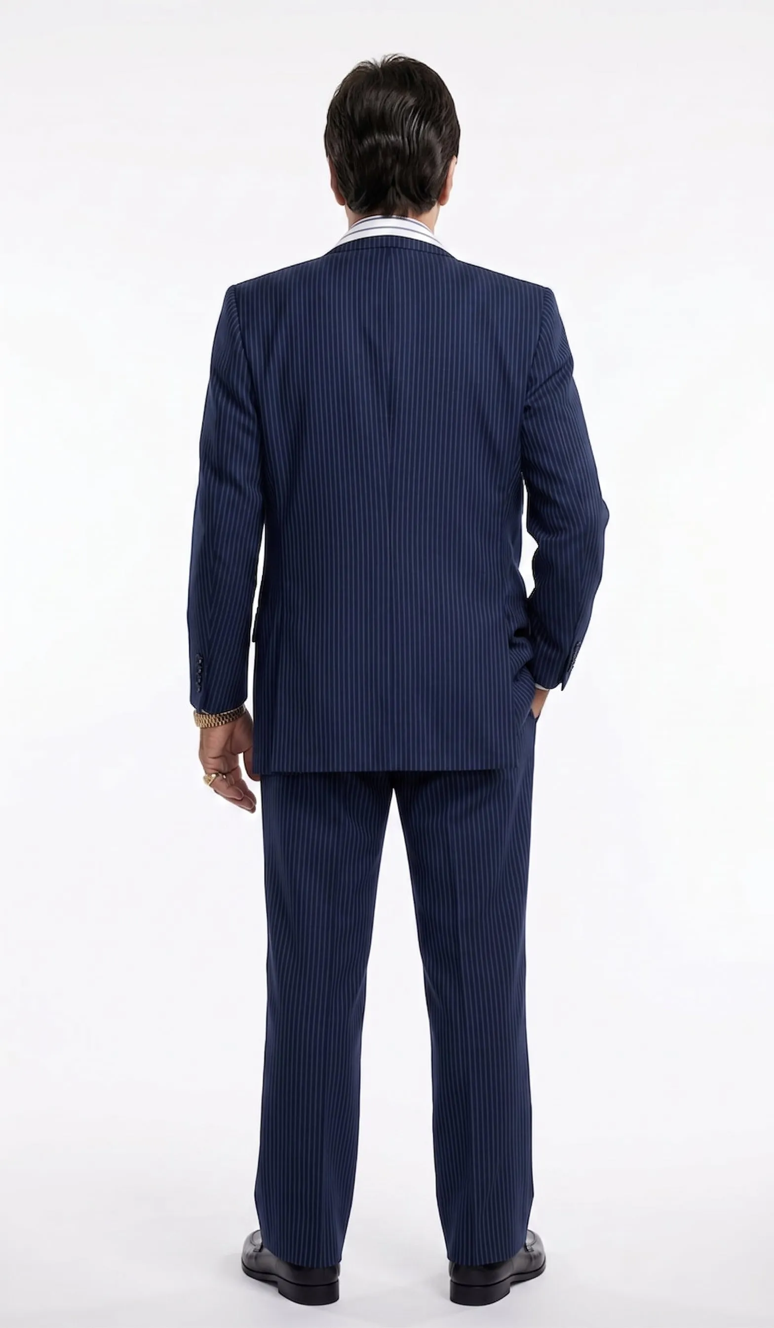 Tony Montana’s Blue Pinstripe 3 Piece Suit – Men’s Vintage Blue Striped Suit for Wedding, Prom and Classic Formal Wear sold by Alberto Nardoni product image thumbnail 2