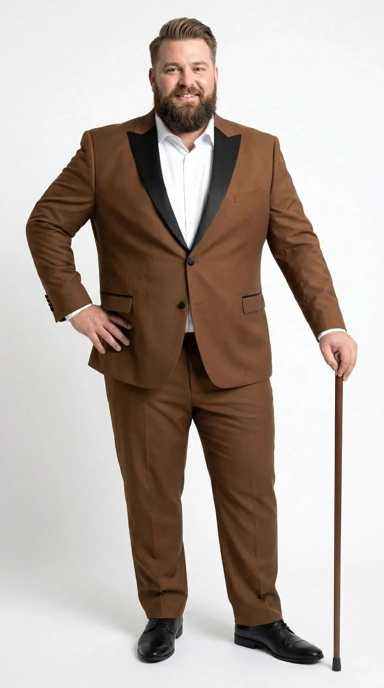 Men’s Light Brown Vested Piece Suit – Elegant Formal Suit with Contrast Lapel for Wedding, Party sold by Alberto Nardoni product image thumbnail 2