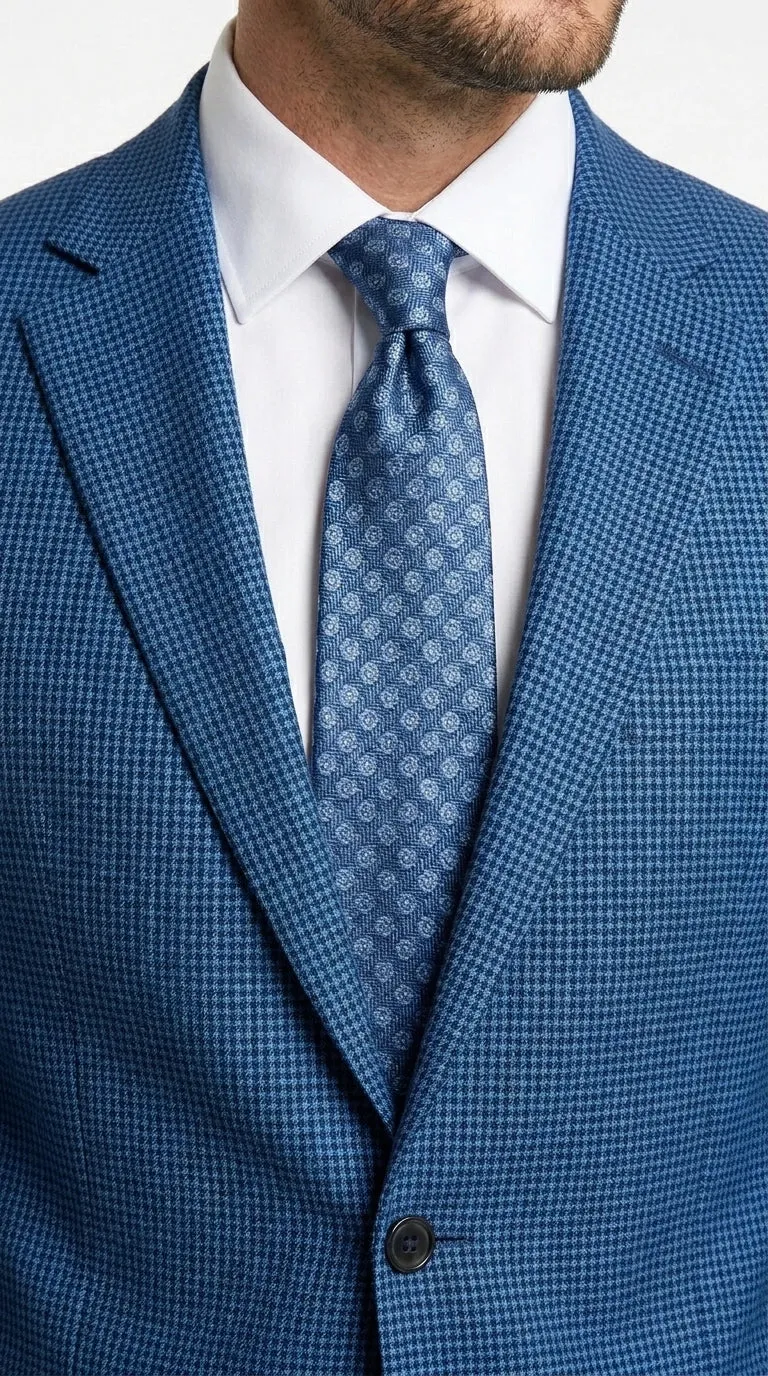 Men’s Blue Houndstooth Blazer Jacket, Check Pattern Formal Sport Coat for Weddings, Prom, Parties, and Special Occasions sold by Alberto Nardoni product image thumbnail 3