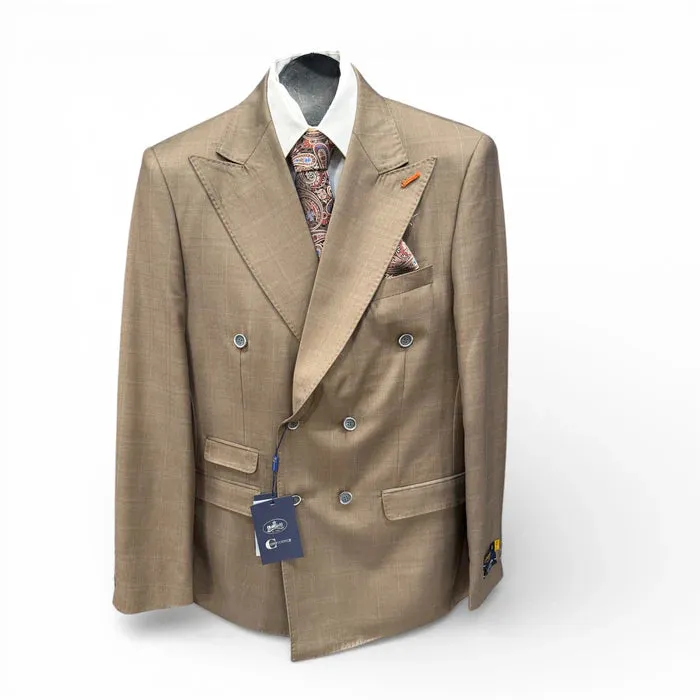 Men’s Double Breasted Suit in Camel, Bronze & Charcoal – Regular Fit Formal Suit with Flat Front Pants sold by Alberto Nardoni