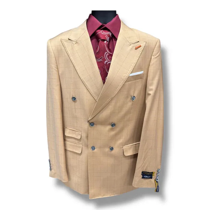 Men’s Double Breasted Suit in Camel, Bronze & Charcoal – Regular Fit Formal Suit with Flat Front Pants sold by Alberto Nardoni product image thumbnail 3