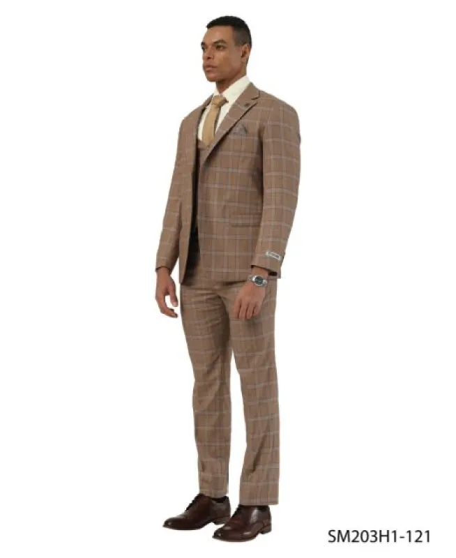 Stacy Adams Men's 3 Piece Hybrid Fit Suit - Plaid Pattern made by Stacy Adams