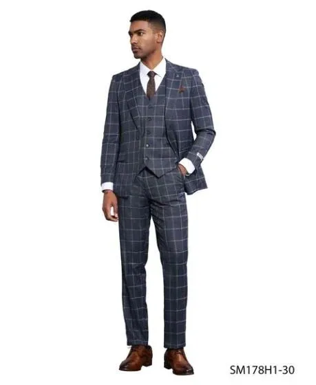Stacy Adams Men's 3 Piece Hybrid Fit Suit - Large Checker Pattern sold by Alberto Nardoni product image thumbnail 2