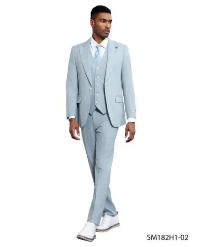 Stacy Adams Men's 3 Piece Windowpane Suit - Hybrid Fit made by Stacy Adams