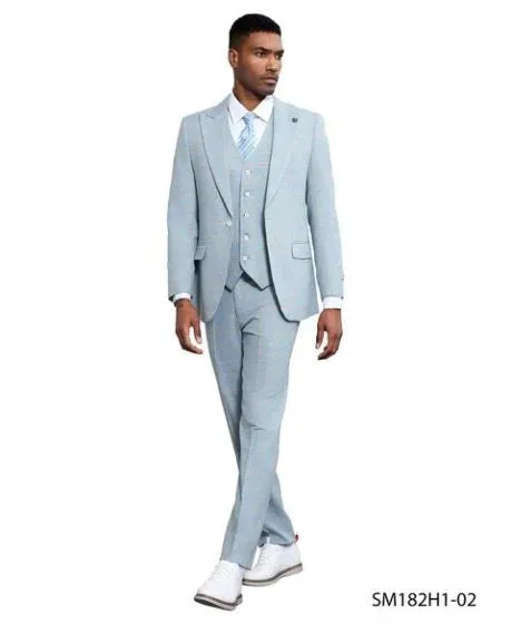 Stacy Adams Men's 3 Piece Windowpane Suit - Hybrid Fit sold by Alberto Nardoni