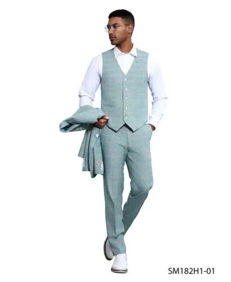 Stacy Adams Men's 3 Piece Windowpane Suit - Hybrid Fit sold by Alberto Nardoni product image thumbnail 2