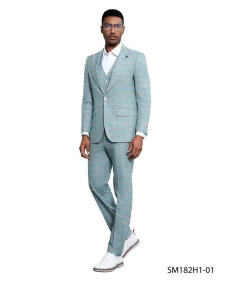 Stacy Adams Men's 3 Piece Windowpane Suit - Hybrid Fit sold by Alberto Nardoni product image thumbnail 3