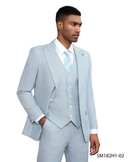 Stacy Adams Men's 3 Piece Windowpane Suit - Hybrid Fit sold by Alberto Nardoni product image thumbnail 4