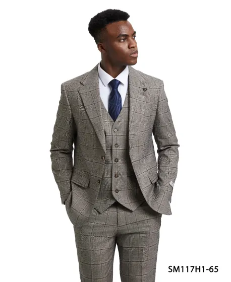 Stacy Adams Men's 3 Piece Hybrid Windowpane Suit - Notch Lapel sold by Alberto Nardoni product image thumbnail 2