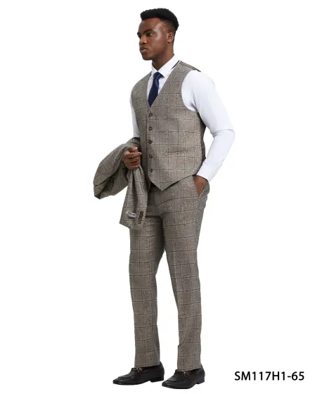 Stacy Adams Men's 3 Piece Hybrid Windowpane Suit - Notch Lapel sold by Alberto Nardoni product image thumbnail 3