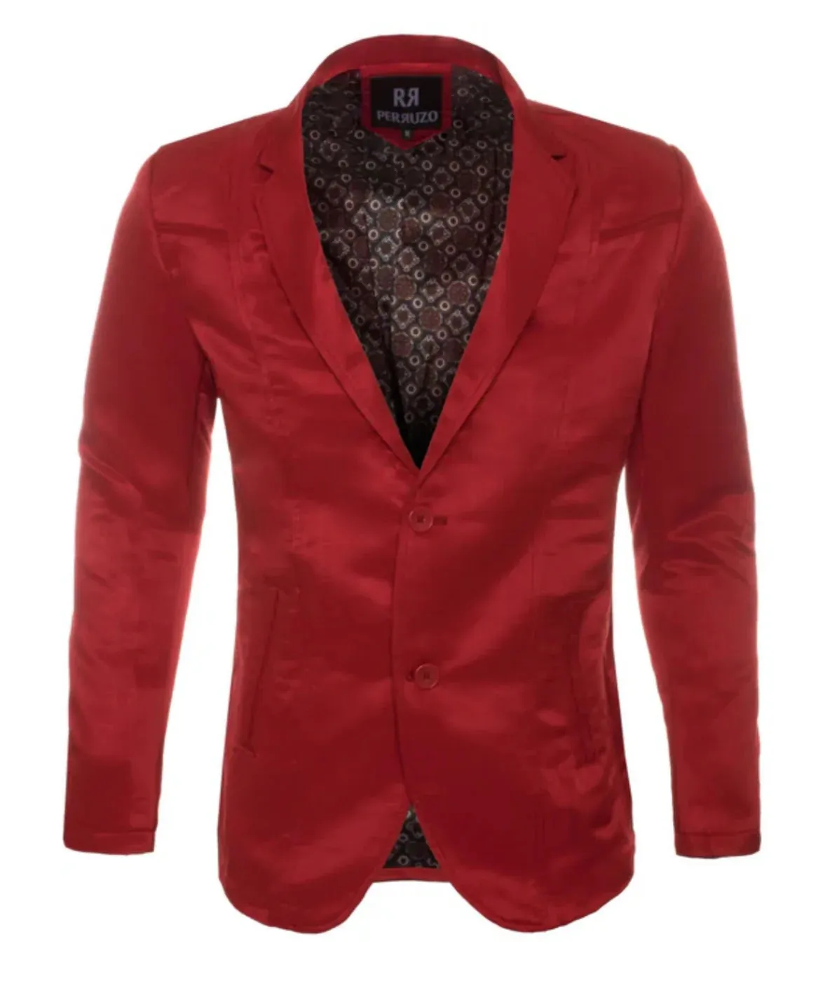 Men's Western Red Blazer Slim Fit Shiny Finish Sport Coat for Weddings, Prom & Special Events sold by Alberto Nardoni product image thumbnail 2