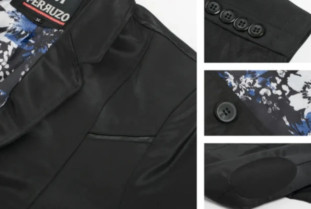Men's Western Black Blazer Slim Fit Shiny Finish Sport Coat for Weddings, Prom & Formal Events made by Alberto Nardoni