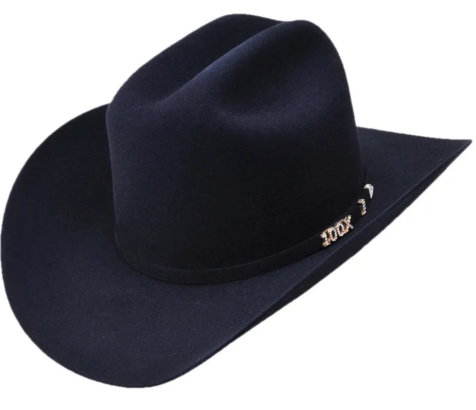 Serratelli 100X El Comandant Black 3 1/2" Brim Western Cowboy Hat All Sizes made by Alberto Nardoni