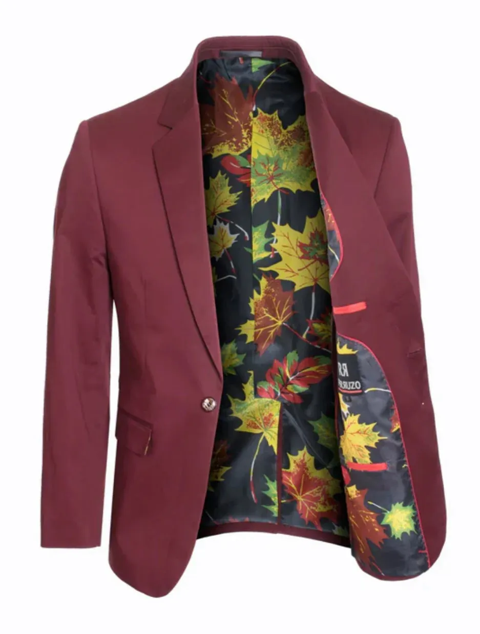 Men's Burgundy Blazer Slim Fit Sport Coat for Weddings, Proms & Special Occasions sold by Alberto Nardoni product image thumbnail 4