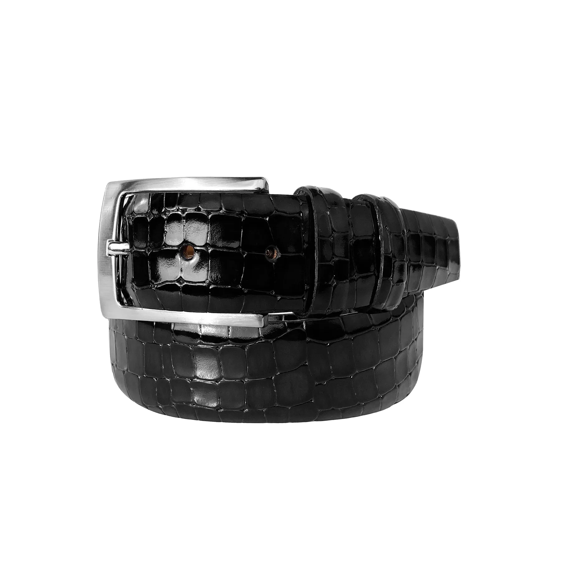 CBelt -5796 Croco Leather Belt - Black sold by Alberto Nardoni