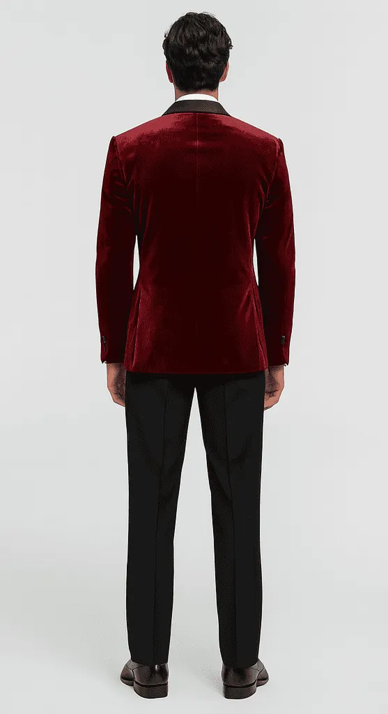 Big and Tall Velvet Blazer in Color Red - Sportcoat Rhinestone sequin Embedded Stacy Adams $179 sold by Alberto Nardoni product image thumbnail 2