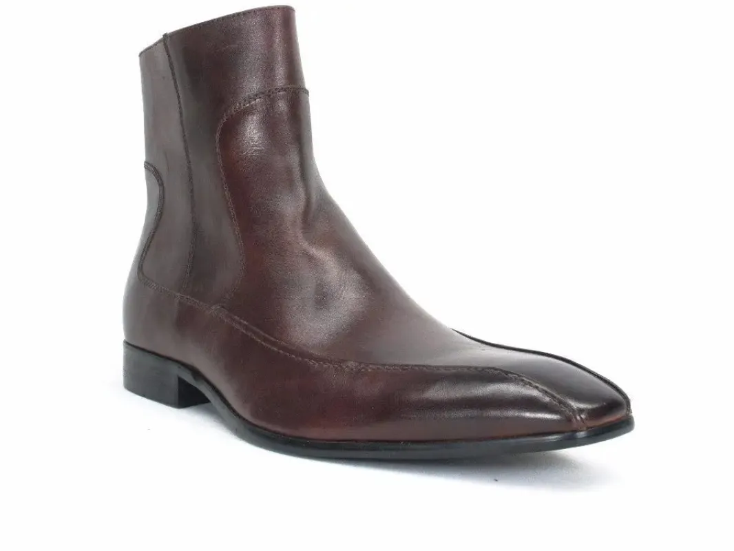 Carrucci Burnished Calfskin Lace-Up Boot made by Alberto Nardoni