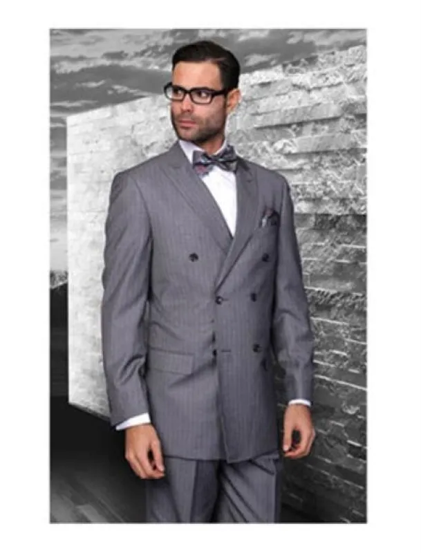 Statement Men's 100% Wool Pinstripe 3 Piece Suit - Notch Lapel made by Alberto Nardoni