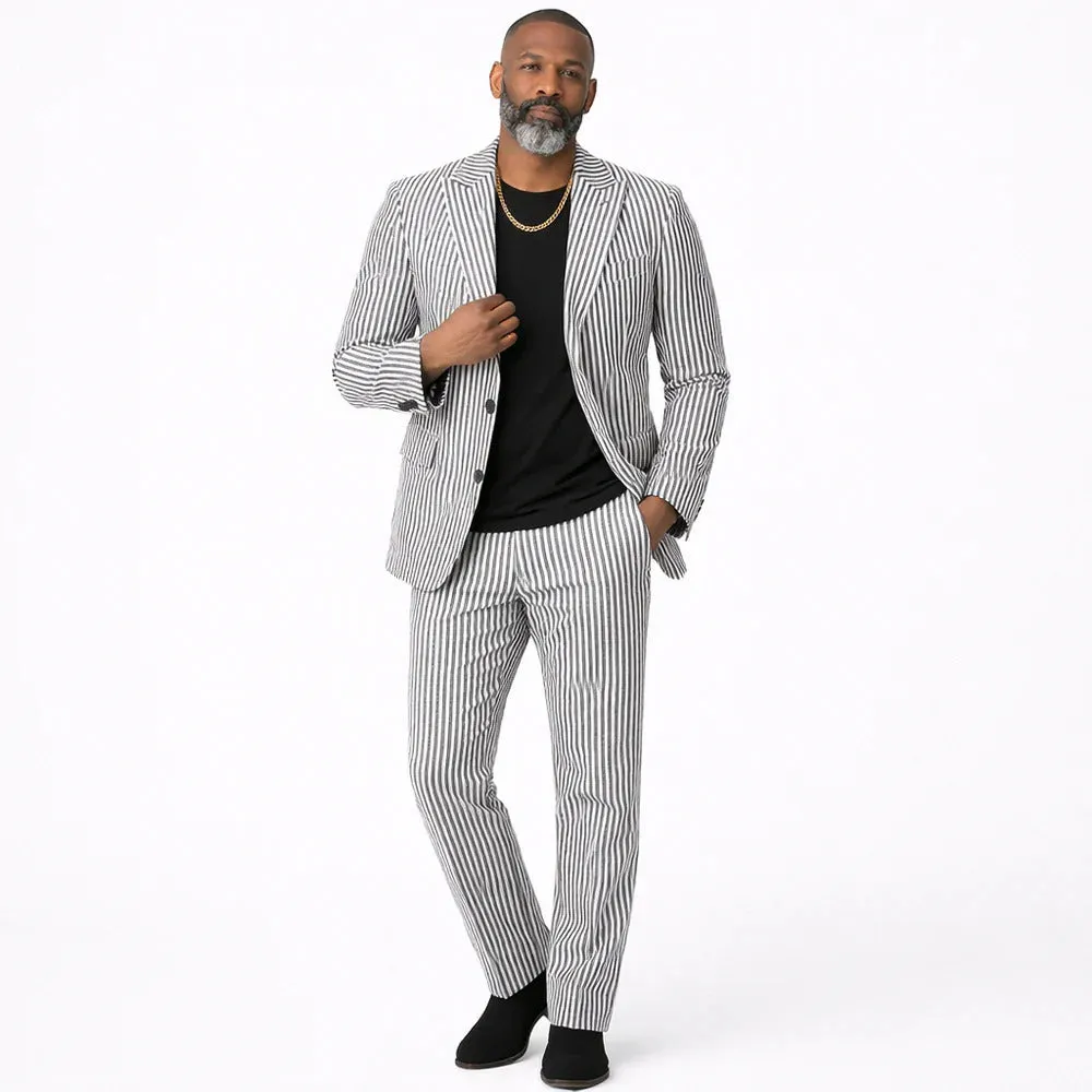 Inserch Mens Premium Cotton Seersucker Stripe Suit – Black sold by Alberto Nardoni product image thumbnail 4