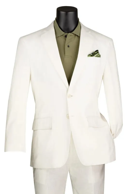 Men's Basic Modern Fit Summer Linen & Cotton Suit in White made by Alberto Nardoni